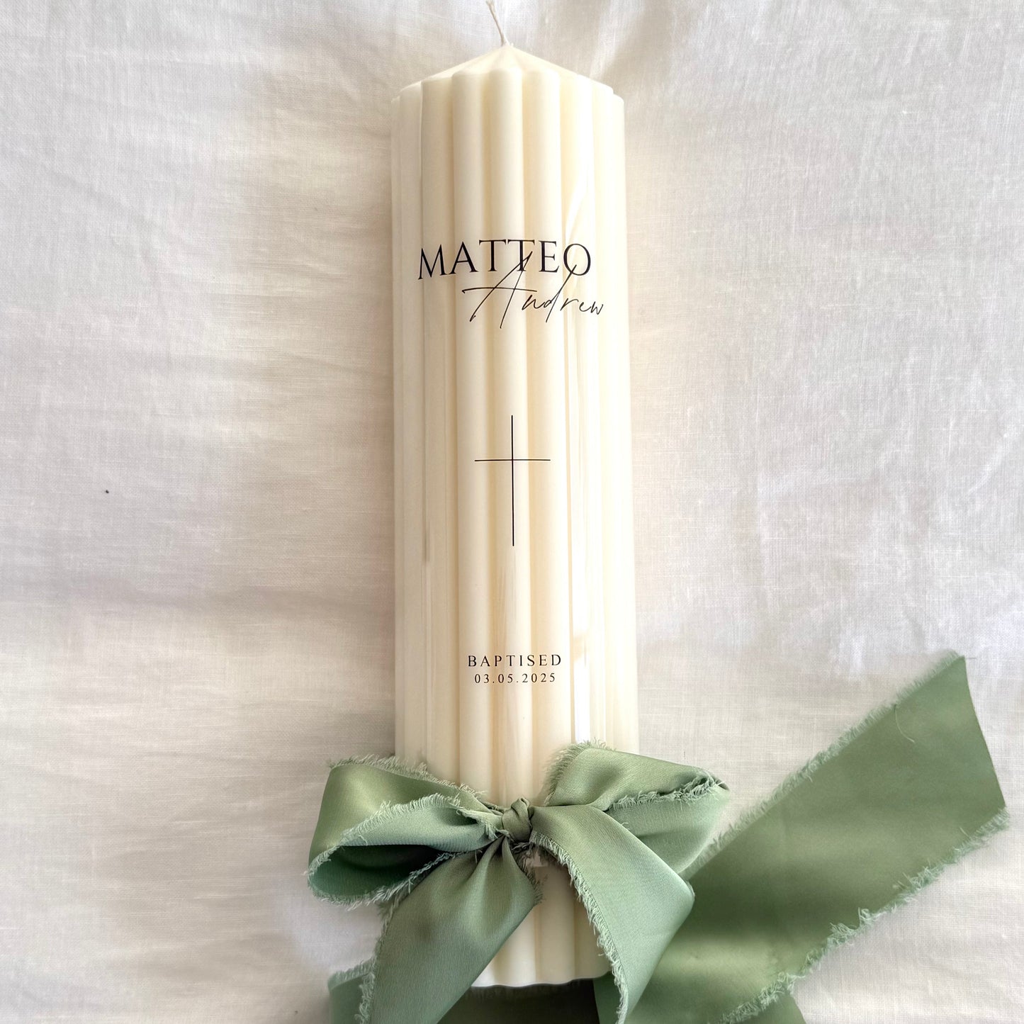 Large Ribbed Baptism Candle