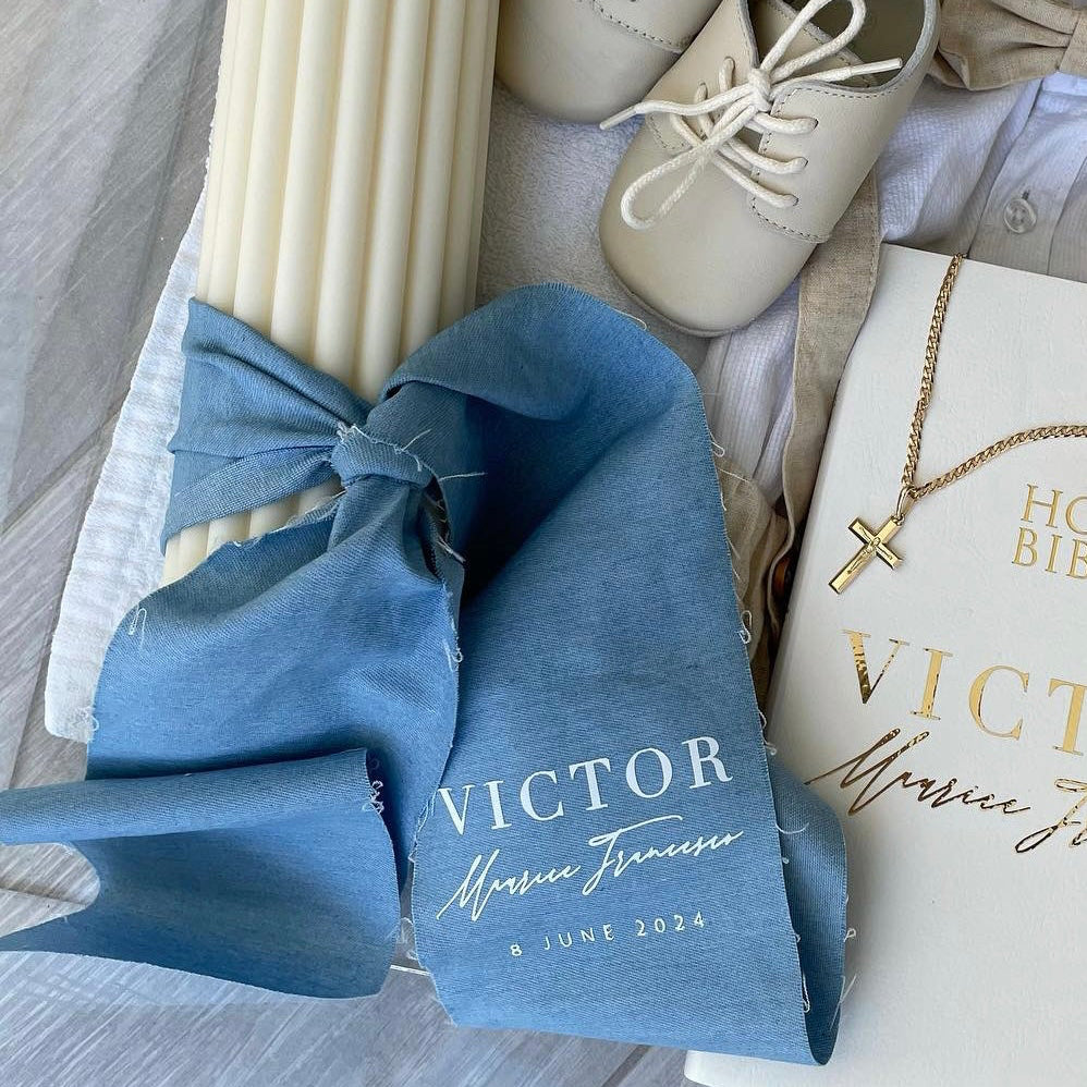 Calico Tie Baptism Candle