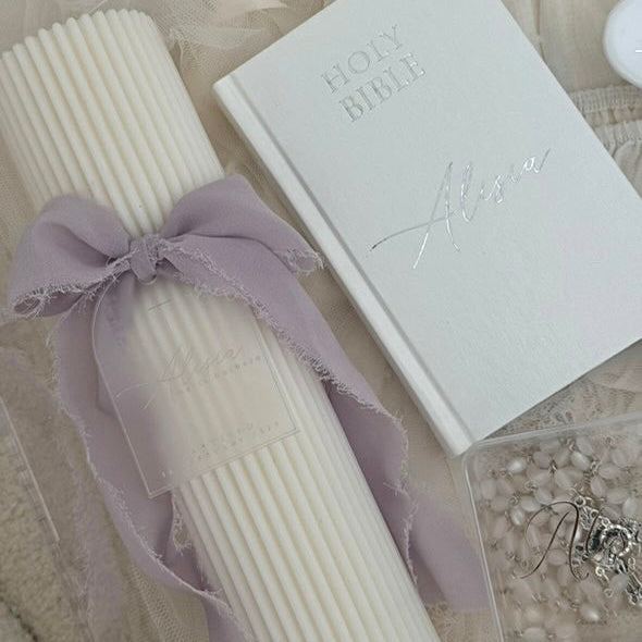 Hourglass Baptism Candle With Tag