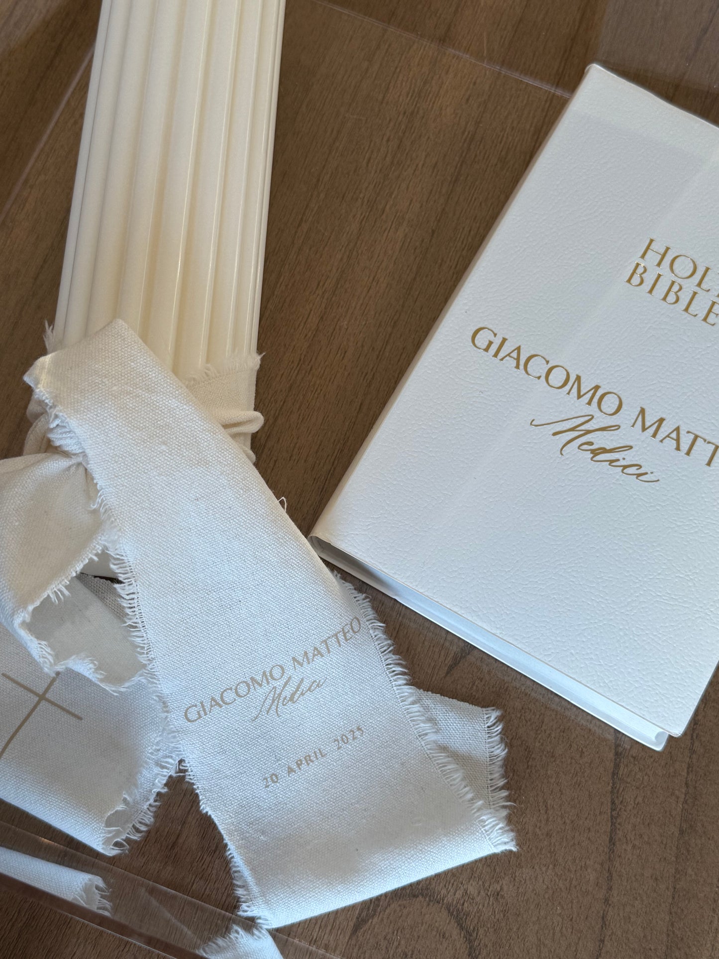 Calico Tie Baptism Candle