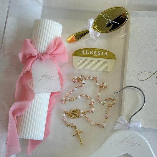 Hourglass Baptism Candle With Tag