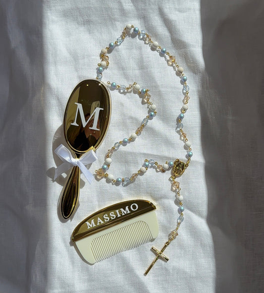 Gold/Silver Plated Baby Brush & Comb Set