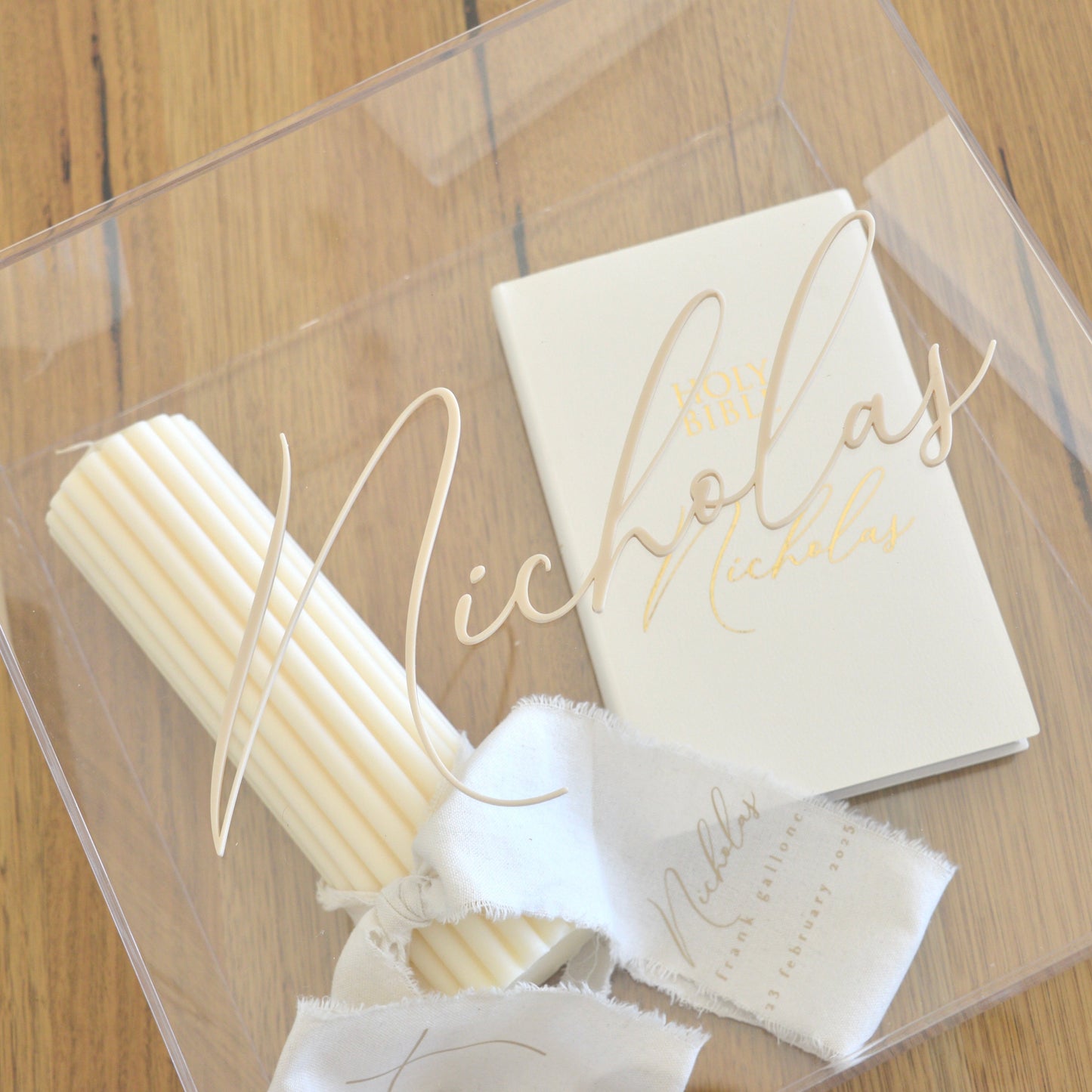 Calico Tie Baptism Candle