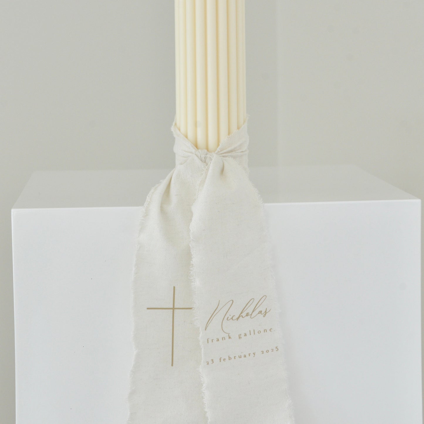 Calico Tie Baptism Candle