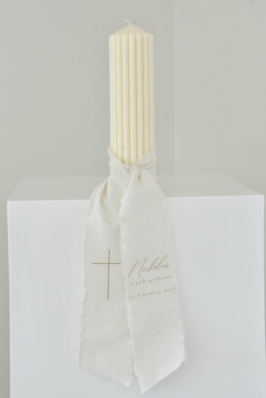 Calico Tie Baptism Candle