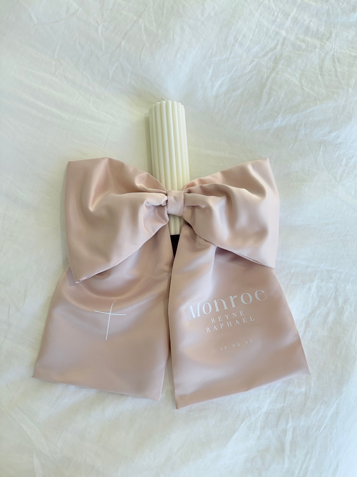Large Bow Baptism Candle