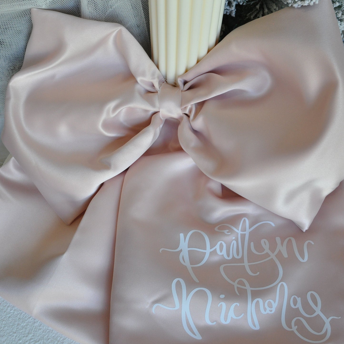 Large Bow Baptism Candle