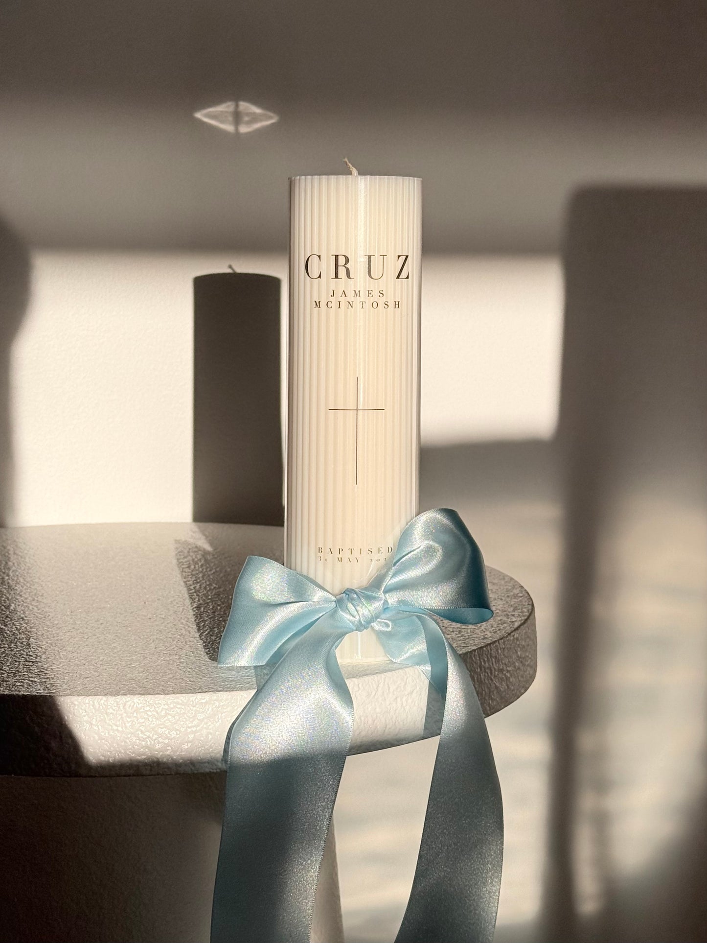 Ribbed Baptism Candle