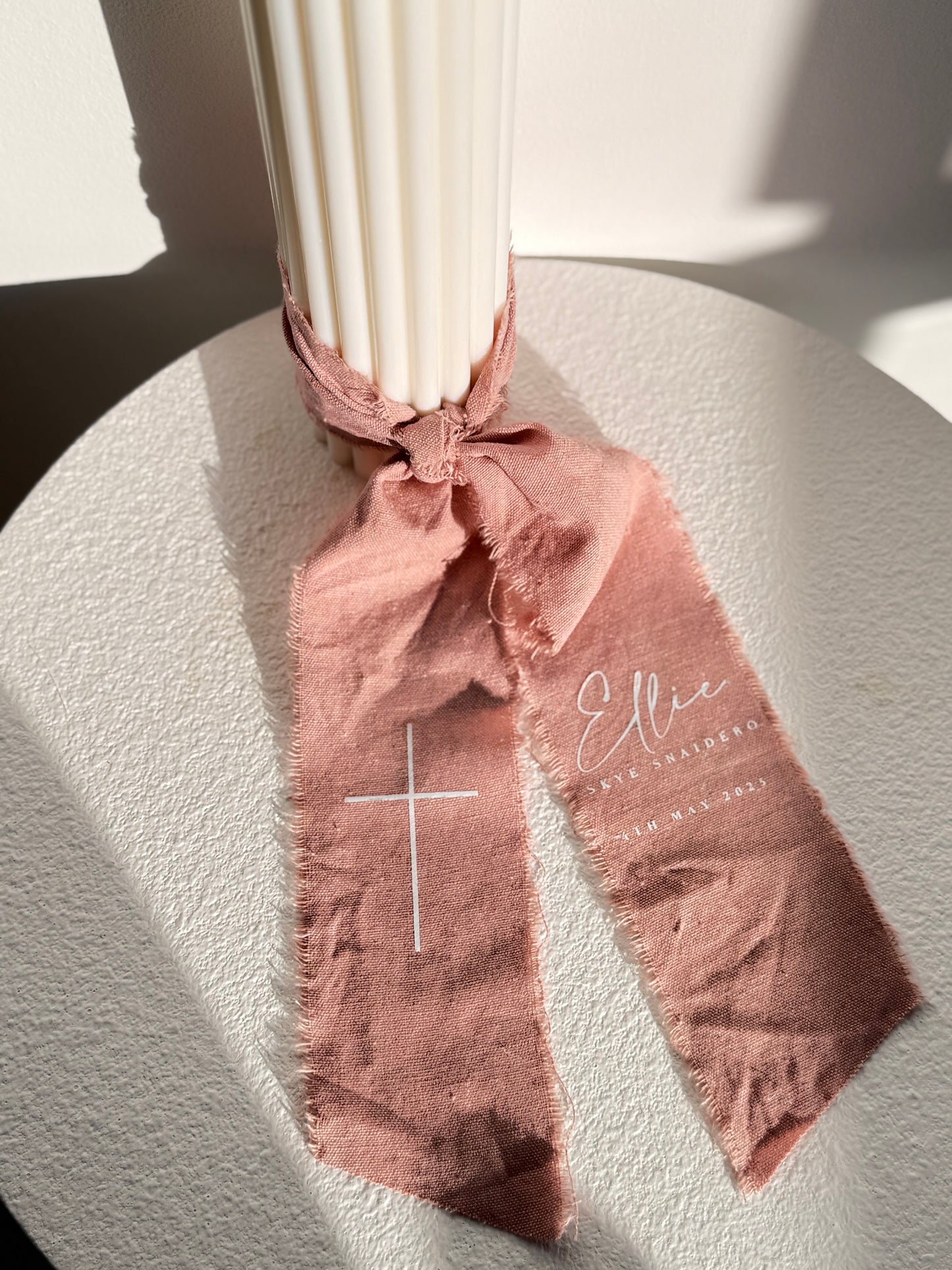 Calico Tie Baptism Candle