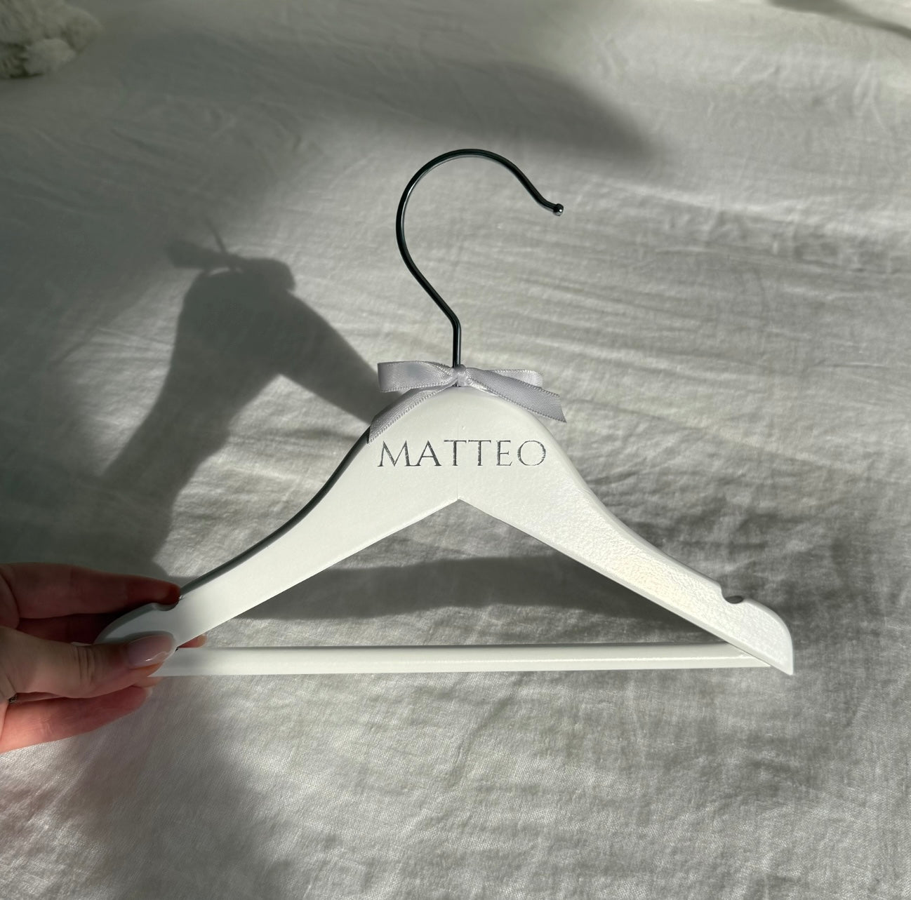 White Wooden Baby Coat Hanger