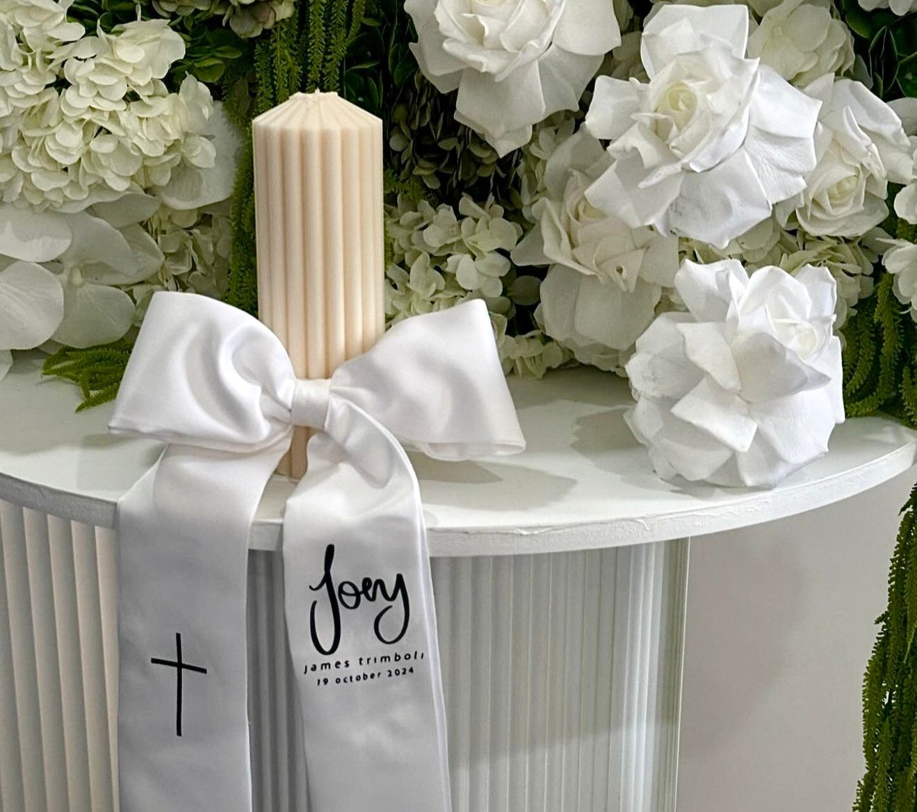 Medium Bow Baptism Candle