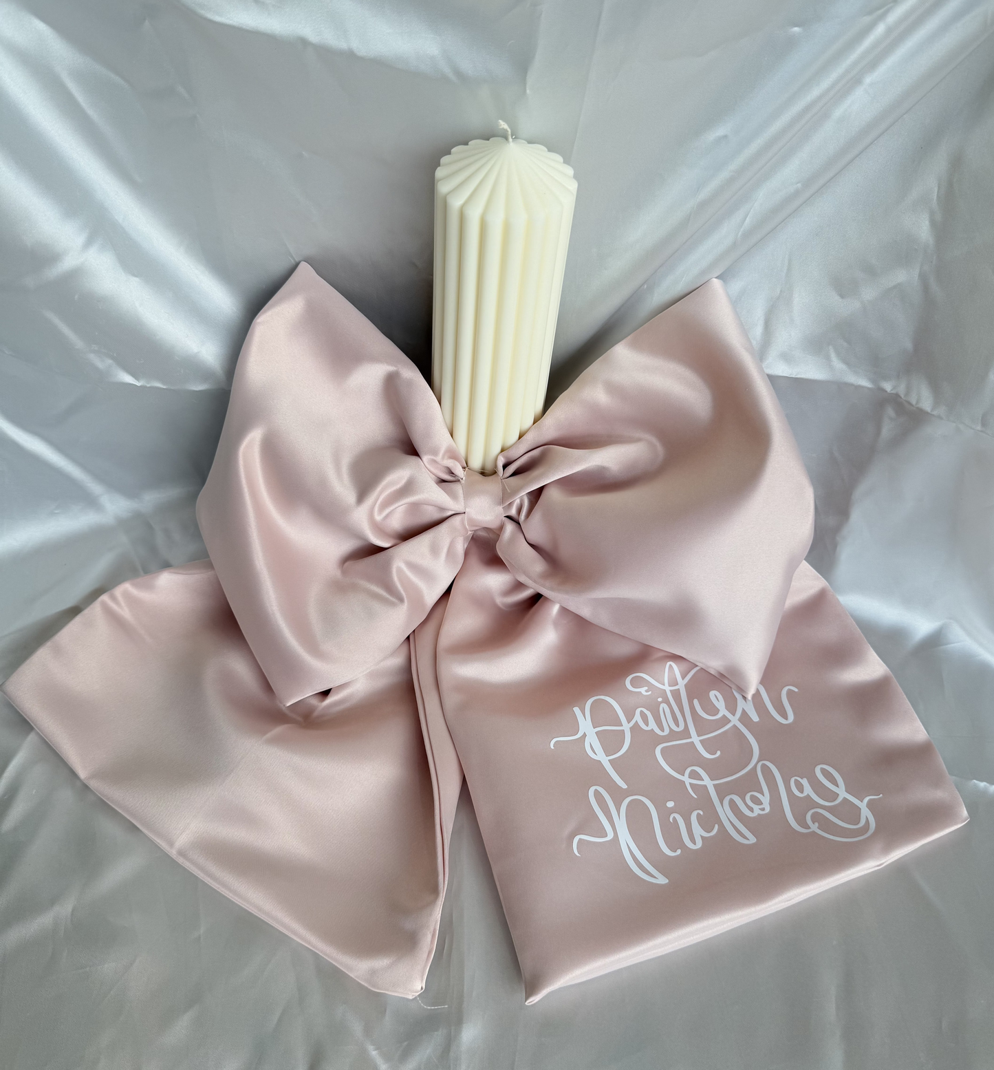Large Bow Baptism Candle