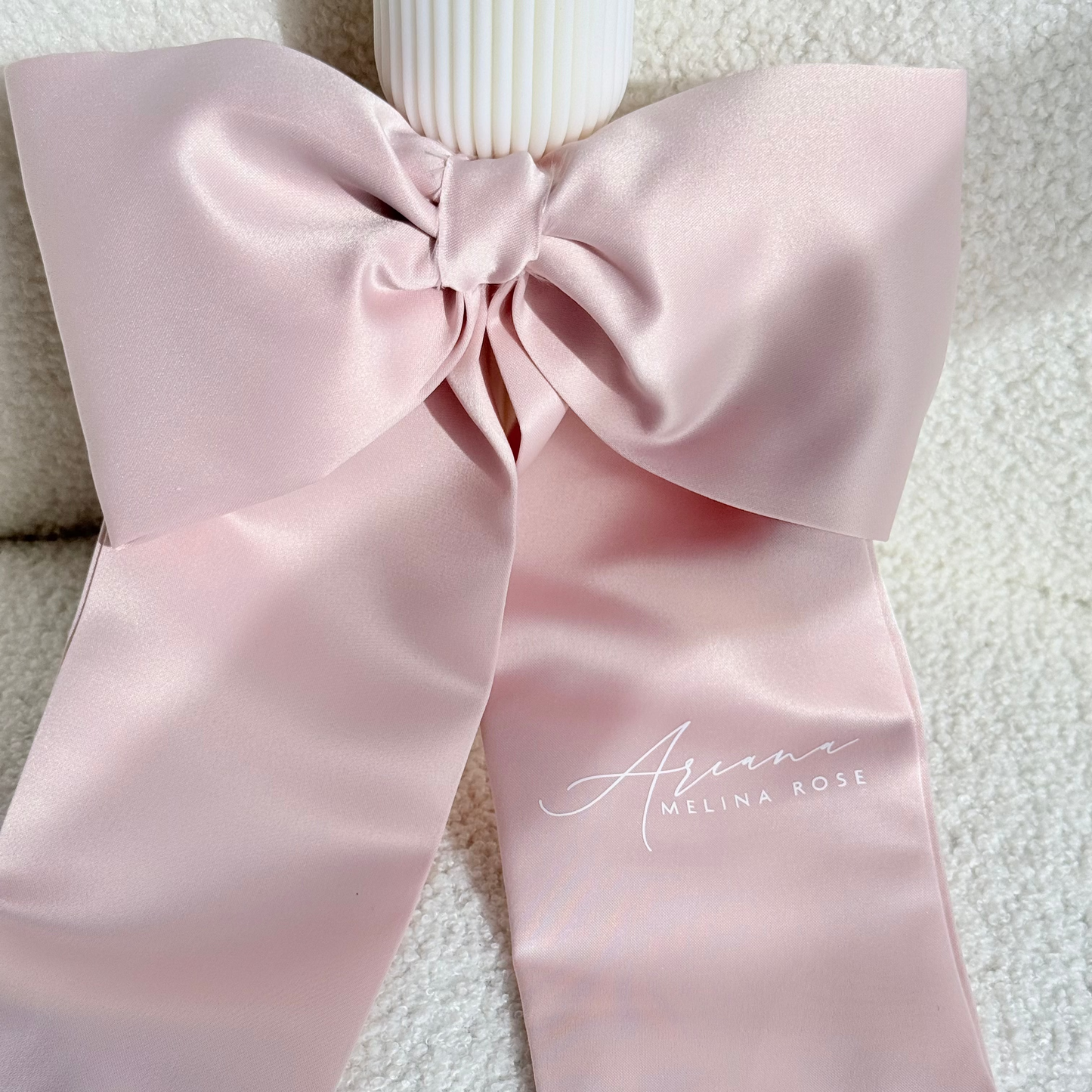 Satin Bow Baptism Candle