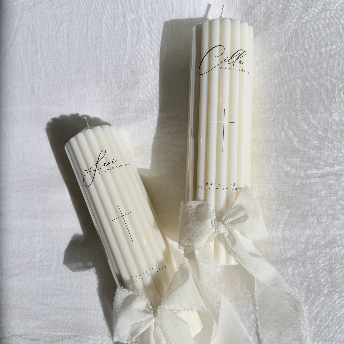 Large Ribbed Baptism Candle