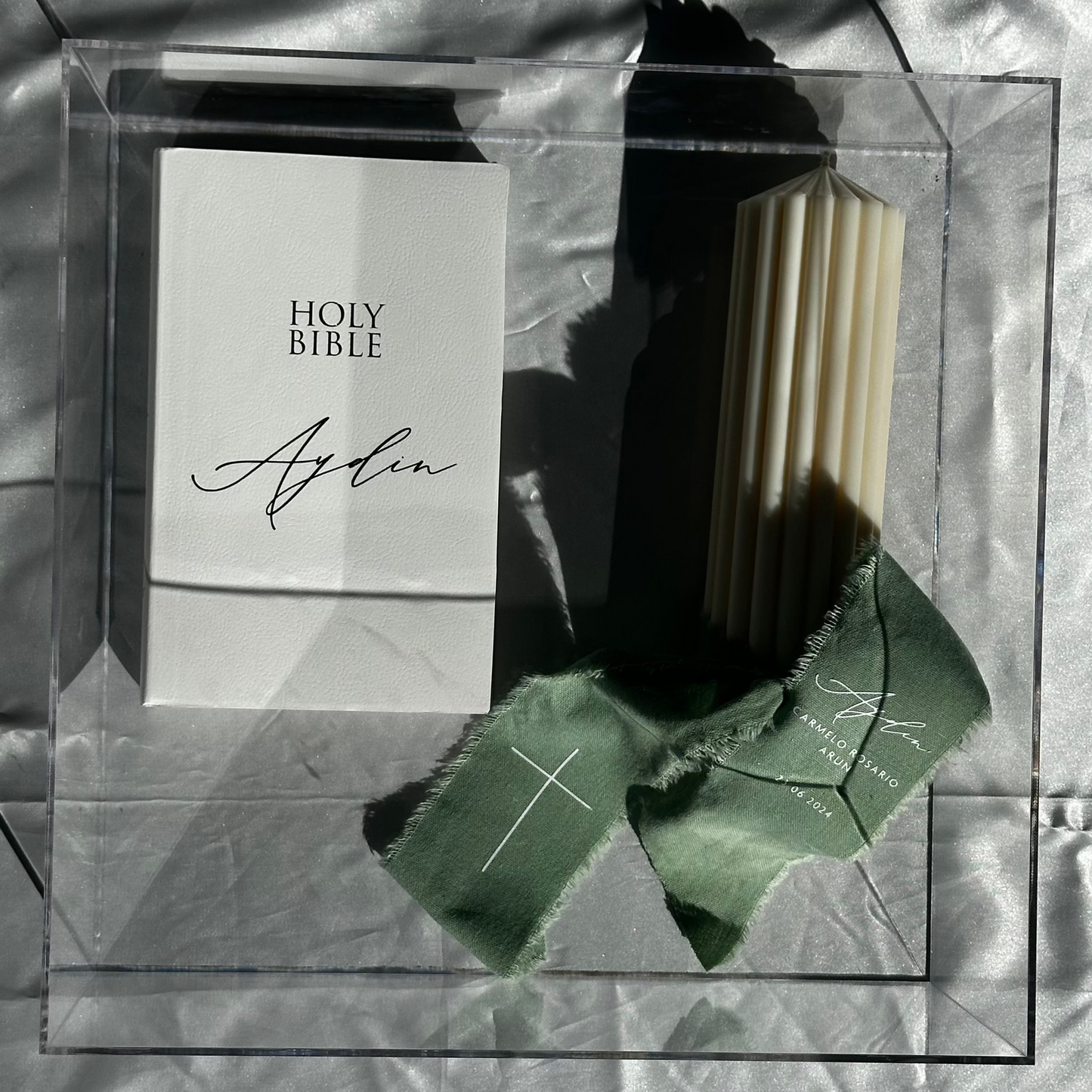 Calico Tie Baptism Candle